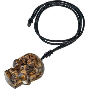 Trahoo-Collier Pendentif En Pierre De Crâne Reiki Pour Femmes Et Hommes, Amulette En Résine À Puces De Cristal Avec Cordon En Nylon Réglable - Neuf