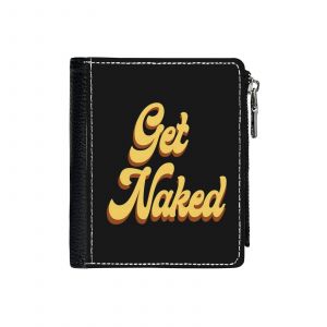 Portefeuille TypographieGet Naked - Moutarde_5067 Compact en Simili-Cuir PU Porte-Cartes avec Fermeture Éclair Multi-Poches Unisexe Homme/Femme/Ad - Neuf