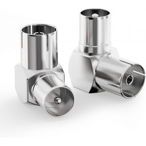 Bingfu Adaptateur Coud&eacute; Antenne 90 Prise M&acirc;le Vers Femelle En Angle Droit (Iec/Pal) Connecteur Coaxial Rf Pour C&acirc;ble Tv, Tnt, Dvb-T Dvb-T2 Hd, C&acirc;bles Coaxiaux Satellite, Pack De 2[Z1235] - Neuf