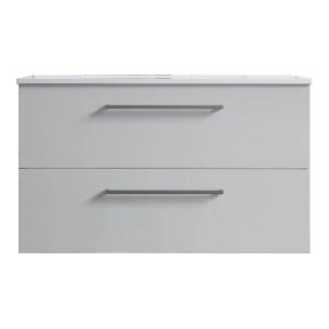 Meuble de salle de bain suspendu 80cm DOUBLE CLASSIC blanc brillant - Vasque en c&eacute;ramique - Neuf