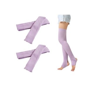 Lot De 2 Chaussettes Hautes Tricot&eacute;es Pour Femmes - Violet Clair - Neuf