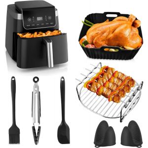 11 Pi&iquest;&iquest;ces Air Fryer Accessoires for Ninja AF140EU AF180EU PRO 4,7 L/6,2 L, y compris paniers de friteuse &iquest;&iquest; air, grille &iquest;&iquest; griller, gants, brosse &iquest;&iquest; huile, clip alimentaire, spatule - Neuf