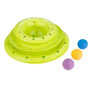 Hjlian Jouet Pour Chat En Plastique Antiderapant Et Mignon, Plateau Tournant A Trois Couches (Vert) - Neuf