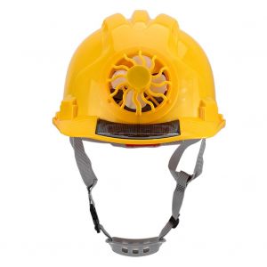 Casque de securite d'exterieur avec ventilateur a energie solaire, casquette de travail, casquette de protection de chantier, jaune - Neuf