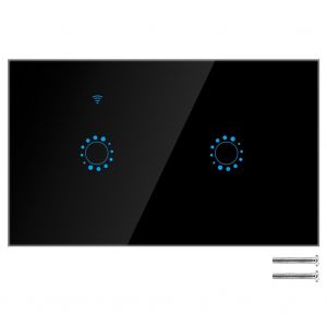 Panneau de commutation tactile sans fil intelligent Wi-Fi 1/2 Gang, commutateur standard americain, telecommande par application (noir) - Neuf