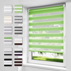 Store Enrouleur Jour Nuit Sans Per&ccedil;age, Installation Facile Par Clips Ou Vis, Rideau Occultant &Agrave; Tissu Double Pour Fen&ecirc;tre Ou Porte, Vert, 60l X 150l Cm - Neuf