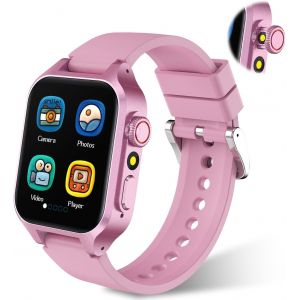 Montre Connect&eacute;e Enfant Garcon Fille, Montre Intelligente Enfants 14 Jeux, Cam&eacute;ra R&eacute;tractable,Podom&egrave;tre, Musique, R&eacute;veil, Smartwatch Cadeau Fille Jouet 3 4 5 6 7 8 9 10 11 12 Ans (Rose) - Neuf