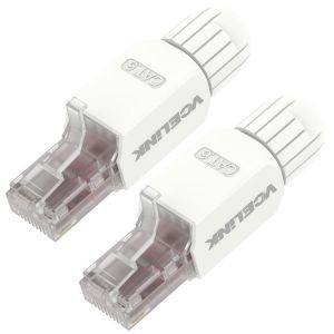 KAL-Connecteur Rj45 Sans Outil Cat6 Cat5E, Prise Rj45 Blindé Plaqué Or, Fiche Male Facile, Connecteur Réseau Lsa Utp Modulaire Compatible Avec Câble Lan 23-26 Awg 1Gbps Lot De 2 - Neuf