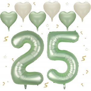 Ballon Anniversaire 25/52 Ans Vert Olive,101 CM Chiffre 25,Happy Birthday Decoration,Décoration Numéro pour 25/52-Vole à l'Hélium - Neuf