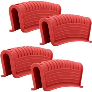 (4 Pack/Rouge) Silicone Poêle Chaude Titulaire De La Poignée, Poêle Chaude Poignée Du Couvercle, Pot Titulaire De La Manche, En Fonte, Poêles, Antidérapant, Résistant À La Chaleur Pour La Cuisine - Neuf