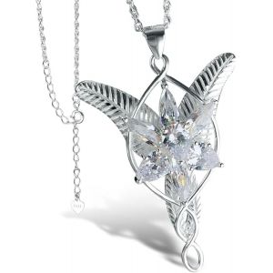 Kal-Collier Princesse Arwen | Acier Titane Hypoallergénique | Inspiré Du Seigneur Des Anneaux | Pendentif De 5 Cm | Chaîne De 53 Cm | Bijoux Elfiques Pour Femme 53 Cm, Acier Inoxydable, Normal, - Neuf
