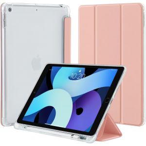 4UBonlife Coque pour iPad 9&egrave;me /8&egrave;me/7&egrave;me G&eacute;n&eacute;ration 2021/2020/2019 avec Porte-Stylo, Housse de Protection Mince et L&eacute;ger Coque Arri&egrave;re Translucide en TPU Pochette pour iPad 10,2 Pouces,Or Rose - Neuf
