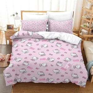Hello Kitty Housse De Couette Enfant De Pink D Imprim&iquest;&iquest; Parure De Lit Housses De Couettes En Microfibre Avec Fermeture &iquest;&iquest;Clai Parure De Couette Avec Tai - Neuf