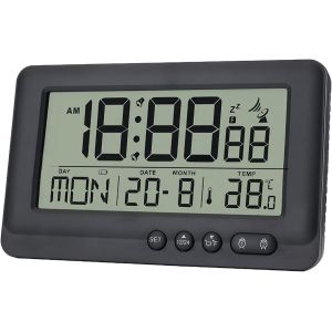 ERYI-Réveil Numérique Radio-Piloté : 144 X 86 X 30 Mm - Réveil Numérique Avec Batterie - Réveil De Voyage Avec Fonction Snooze - Format 12/24 Heures En Option - Horloge Murale Radio-Pilotée Avec Affi - Neuf