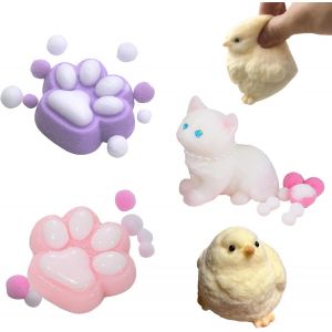 Kal-Lot De 4 Jouets À Presser Pour Pattes De Chat - Pour Fille Et Garçon - Cadeau D'anniversaire - Neuf
