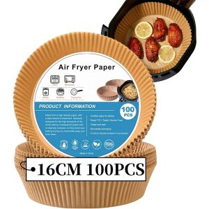 Lot De 100 Doublures En Papier Jetables Pour Friteuse &Agrave; Air, Papier Parchemin Naturel Pour Friteuse &Agrave; Air, Antiadh&eacute;sif, R&eacute;sistant &Agrave; L'huile, Papier De Qualit&eacute; Alimentaire Pour La Cuisson Au Four - Neuf