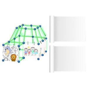 2 rouleaux de toile blanche pour peinture avec b&acirc;tonnets et pinces empilables - Neuf