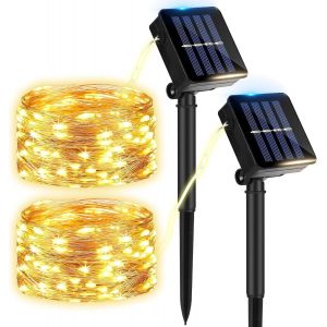 Kalanka-Lot De 2 Guirlande Solaire Exterieur, Guirlande Lumineuse Solaire,12m 120 Led No&euml;l Guirlande Lumineuse Solaire 8 Modes &Eacute;tanche Fil Cuivre Lumi&egrave;re Pour Sapin De No&euml;l, Jardin, Balcon (Lumi&egrave;re C - Neuf
