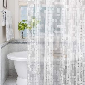 Rideau de douche 180 x 180 cm (Géométrique) EVA Rideaux de Douche pour salle de Bain Résistant à la Moisissure de Douche Rideau de douche Rideau de Douche Rideau de Douche Imperméable à l'eau avec 12 Crochets - Neuf