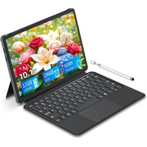 KSFAL-Ordinateur Portable 2 In 1 Da 10,1 Pollici,Pc Portable 12 Gb Di Ram+256 Gb Di Rom,Tablet 2 In 1,3,40 Ghz,Tablet 1 Mp+2 Mp,Wifi-5G+Bluetooth 5.0,Tipo C,Mini Hdmi,Tablette Avec Clavier - Neuf