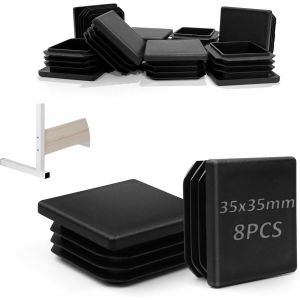 8 X Lamellar Plugs Square Tube 35 X 35 Mm Black Plastic Square Caps Reusable Chair Leg Caps For Square Tube Chairs Shelves Sofas Tables - Neuf