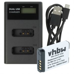 vhbw 1x batterie, 1x chargeur double remplacement pour Canon NB-13L - Neuf