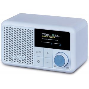 Radio Portable Mini Dab+ avec Bluetooth (Batterie Rechargeable, &eacute;cran Couleur &agrave; intensit&eacute; Variable, antenne t&eacute;lescopique, minuterie de Mise en Veille, r&eacute;veil, AUX, USB-C) Bleu - Neuf