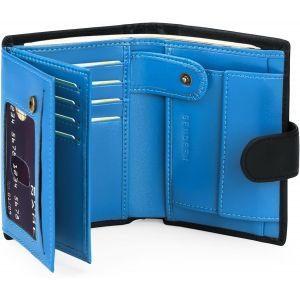 Portefeuille Homme Grand Trifold En Cuir Véritable, Portefeuille Pour Homme Blocage Rfid Avec 19 Emplacements Pour Cartes De Crédit, 3 Compartiment À Billets,1 Poche À Monnaie - Neuf