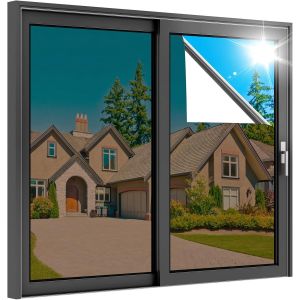 Film Fenetre Anti Regard Miroir,90x200cm,Film Miroir pour Fenetre sans Tain,Brise Vue Vitre Adhesif Anti Chaleur Anti UV,Filtre Occultant Fenêtre Protection de Soleil,Marron Argent - Neuf