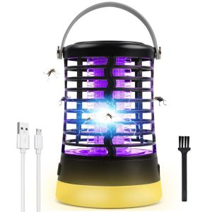 Destructeur D'Insectes Électrique,Lampe Anti-Moustiques Ip65 Étanche Charge Usb/3 Modes D'Éclairage Lampe De Camping Crochet De Suspension Camping, Jardin, Balcon Et Chambre - Neuf