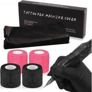 4 Roll Grip Tape Et 200pcs Sacs De Stylo Jetable, 204pcs Kits Économiques Inclus Self Adherent Elastic Bandage Et Sacs De Stylo Jetable Convient Aux Débutants - Neuf