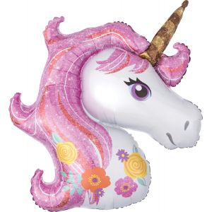 CAUC-Amscan 3727301 - Super Shape Ballon en plastique Magical Unicorn, taille 83 x 73 cm, licorne, ballon h&eacute;lium, anniversaire, d&eacute;coration - Neuf