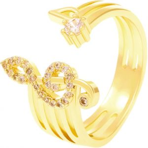 Kal-Bague De Note De Musique Bagues Pour Femmes Bagues Pour Dames Bagues Pour Filles D&eacute;cor De Mariage Bague De Note De Musique Bague De Nouveaut&eacute; Bague Pour Femme Bague Ouverte Bijoux - Neuf