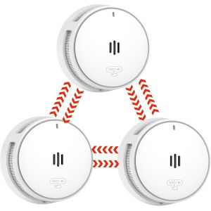 D&eacute;tecteur de fum&eacute;e interconnect&eacute;s, Batterie de 10 Ans, d&eacute;tecteurs d'incendie pour la Maison interconnect&eacute;s, d&eacute;tecteur de fum&eacute;e t&eacute;l&eacute;command&eacute;, Conforme &agrave; la Norme EN14604 (3pack interconnect&eacute;) - Neuf