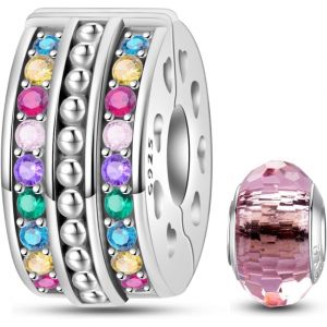 Eryi-925 En Argent Sterling Stopper Spacer Bead Charme Pour Femme Clip Charms Perles Compatible Avec Le Bracelet Pandora (With One Space Bead) - Neuf