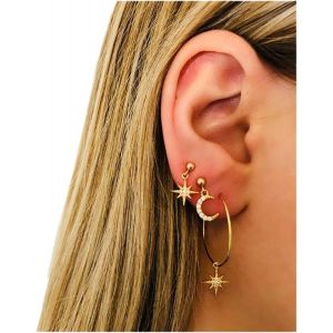 Kal-Boucles D'oreilles Boh&egrave;me En &Eacute;toile Du Nord Boucles D'oreilles En Forme De Cercle Boucles D'oreilles En Cristal Boucles D'oreilles En Forme De Lune Boucles D'oreilles En Or Boucles - Neuf