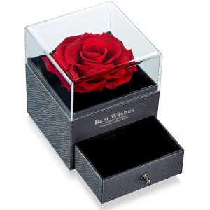 Fleur Fraîche Préservée Rose Dans Une Boîte À Bijoux,Boîte Cadeau Rose Fleurs Éternelles Infinity Rose - Neuf