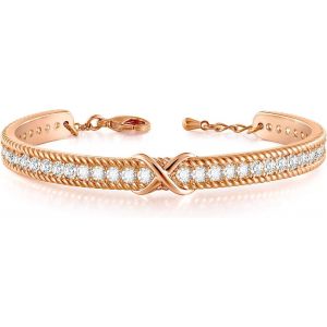 Bracelet Femme Infini 7in Plaqu&eacute; Argent Bracelet Or Rose Avec Des Cristaux, Bracelet Femme Cadeau F&ecirc;te Des M&egrave;res Anniversaire Femme Maman - Avec Bo&icirc;te Cadeau - Neuf