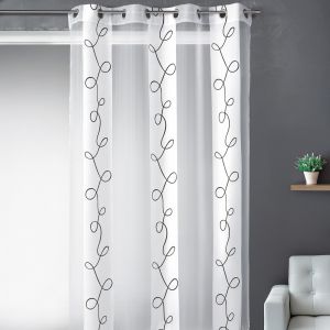 Voilage D&eacute;vor&eacute; Imprim&eacute; Rayures Et Fils - Neuf