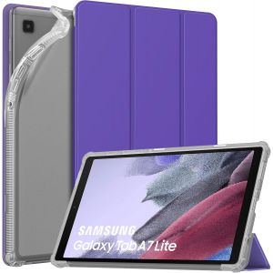 Étui Compatible Avec Samsung Galaxy Tab A7 Lite 8.7 Pouces 2021(Sm-T227/Sm-T225/Sm-T220), Étui À Trois Volets Anti-Chocs Coque De Protection Avec Support Dos Translucent, Violet Foncé - Neuf