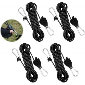 ERYI-4 Pièces Cordes À Cliquet Réglable, 4M X 4Mm Corde De Tente Réfléchissante, Corde De Haubanage De Tente Avec Tendeur De Corde, Corde De Camping Légère À Cliquet, Ratchet Ropes Pour Tentes, Auven - Neuf