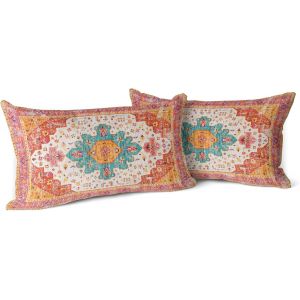 Eryi-Lot De 2 Housses De Coussin Boho Tangerine Monaco & Persian Design Housse De Coussin En 30x50 Cm Doux Pour Canapé De Jardin, Canapé, Lit - Taies D'oreiller Décoratives 12x20 Pouces - Neuf