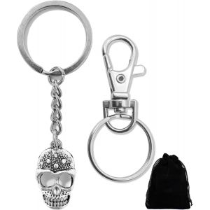 KAL-Porte-Clés En Forme De Crâne Pour Cadeau Pour Homme Et Femme - 1 Pièce De Porte-Clés En Métal En Forme De Crâne, Porte-Clés Créatifs Rétro, Porte-Clés Gothiques Cool Pour Bricolage, Cadeau - Neuf