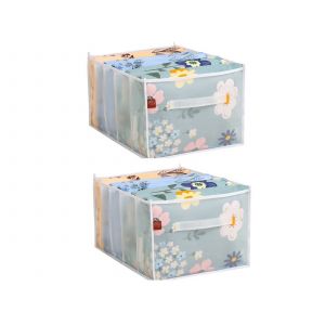 Lot de 2 sacs de rangement &agrave; 5 compartiments pour l'organisation du linge de lit et de la garde-robe - Neuf