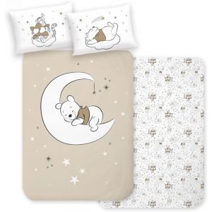 Tzf-Parure De Lit 100 X 135 Cm, Pour Enfant, Motif Winnie L'ourson, Parure De Lit Pour B&eacute;b&eacute; Fille Et Gar&ccedil;on, 100 % Coton, 1 Taie D'oreiller 40 X 60 Cm Et Housse De Couette 100 X 135 Cm - Neuf