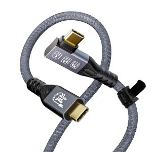 ERYI-Câble Usb C Vers Usb C Coudé 240W Charge Rapide Câble Usb 3.2 Vidéo 4K 60Hz Data Sync À 20Gbps Pour Iphone 15 Plus Pro Max Macbook Pro Air Ipad Pro Galaxy S24 S23 Plus Ultra Tab S9 (2M) - Neuf