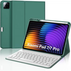 Étui Clavier Pour Xiaomi Pad 7/7 Pro 11.2"" 2025, Azerty Français Clavier Bluetooth Avec Fente Pour Stylo Pour Tablette Xiaomi Pad 7/7 Pro 11.2"", Vert Foncé - Neuf