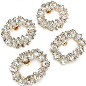 4 Pcs &Eacute;l&eacute;gant Strass Cristal M&eacute;tal Chaussures Clips Fleur De Mari&eacute;e Boucles De Chaussure Pour Sac &Agrave; Main De F&ecirc;te De Mariage - Neuf