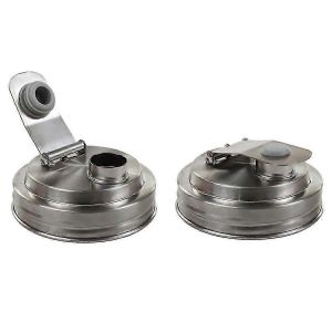 2 Pots Mason À Large Ouverture Couvercle De Bec Verseur En Acier Inoxydable,Couvercles De Pots Mason Réutilisables Pour Pots Mason À Large Ouverture,Sans Poignée - Neuf