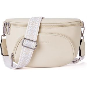 RFCBC-Sac à bandoulière pour femme, sac à bandoulière tendance pour femme, sac à bandoulière en cuir végétalien, poche poitrine avec blocage RFID, large sangle amovible et réglable - Neuf